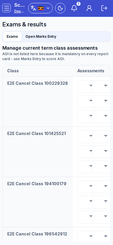 Exams & marks mobile