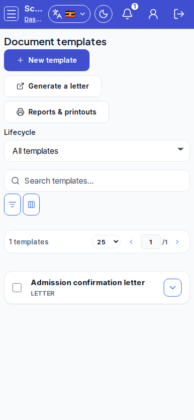 Document templates mobile