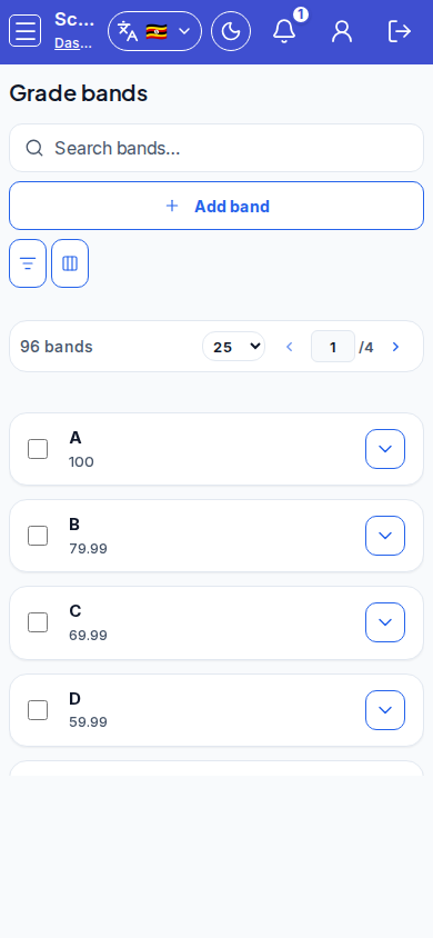 Grade bands mobile