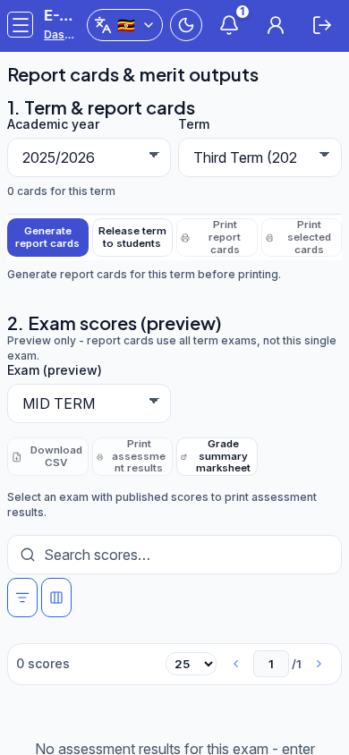 Report cards mobile