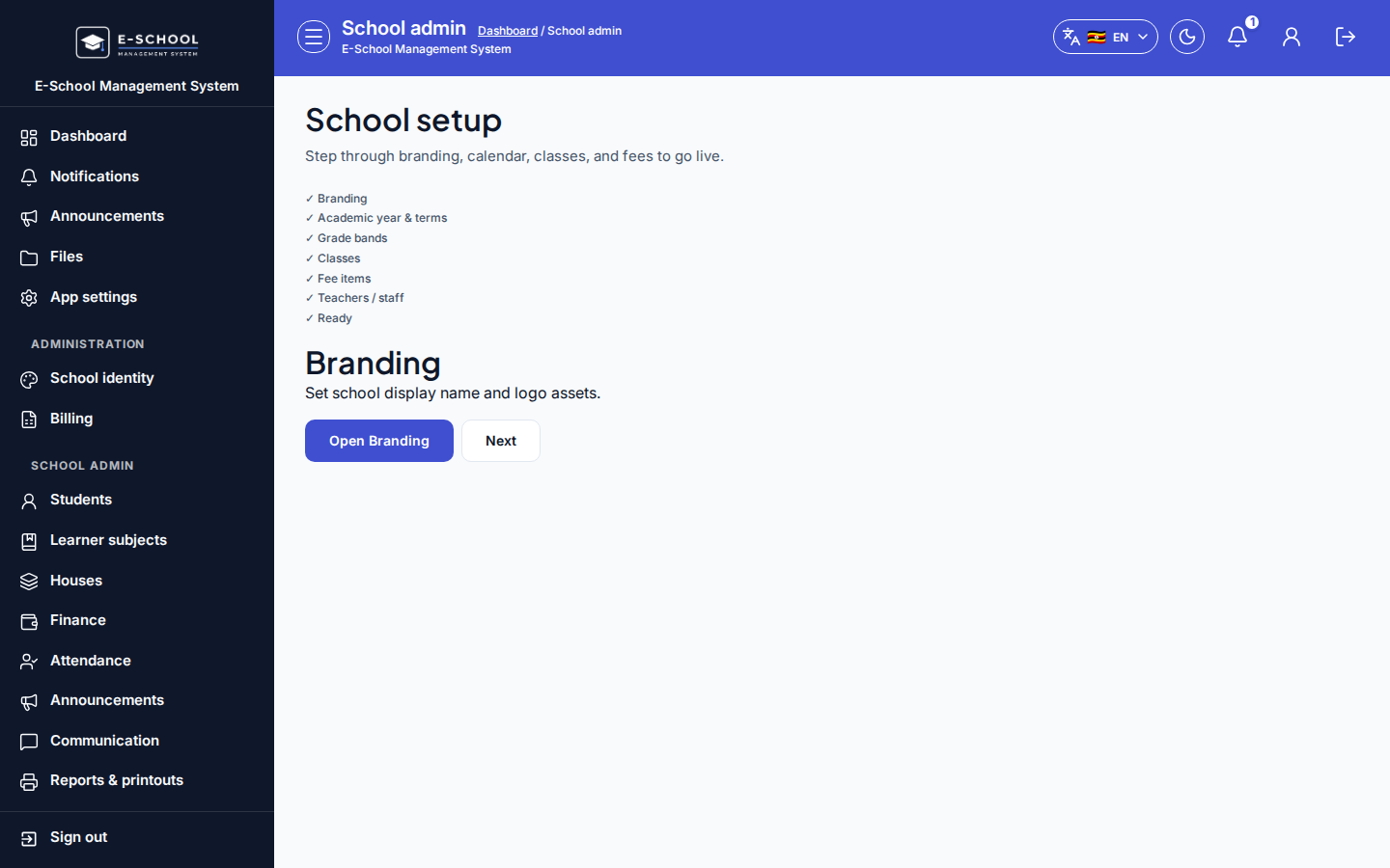 School setup desktop