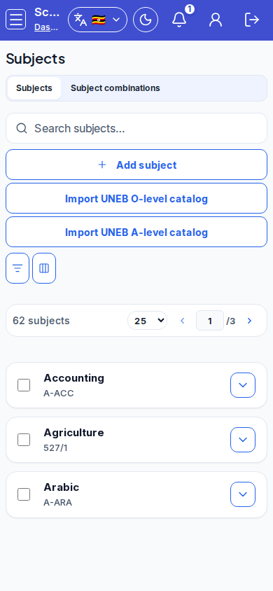 Subjects mobile