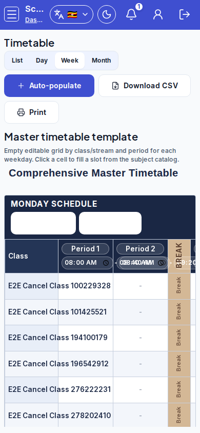Timetable mobile