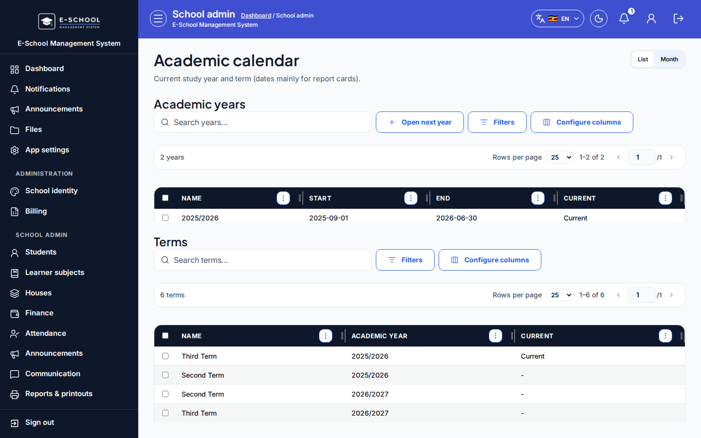 Academic calendar step 1 desktop
