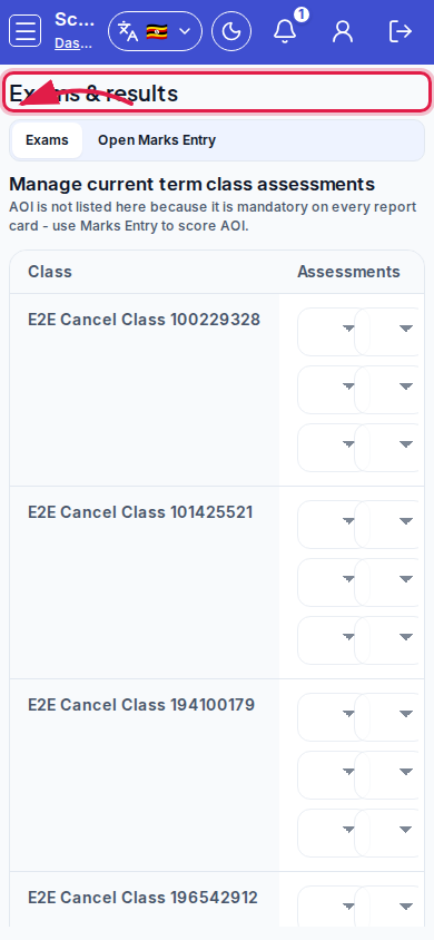 Exams &amp; marks step 1 mobile