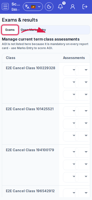 Exams &amp; marks step 2 mobile