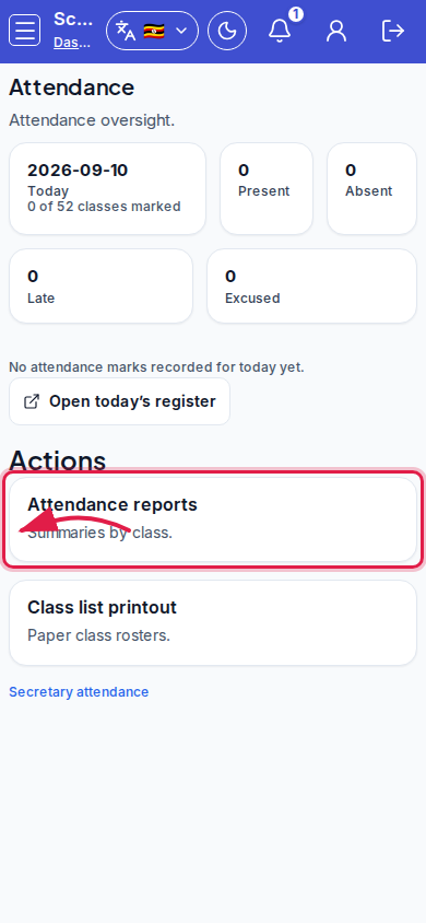 Attendance step 1 mobile