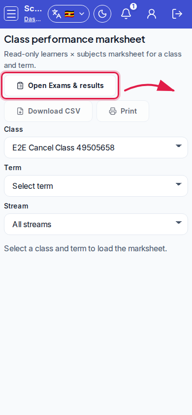 Class performance marksheet step 4 mobile