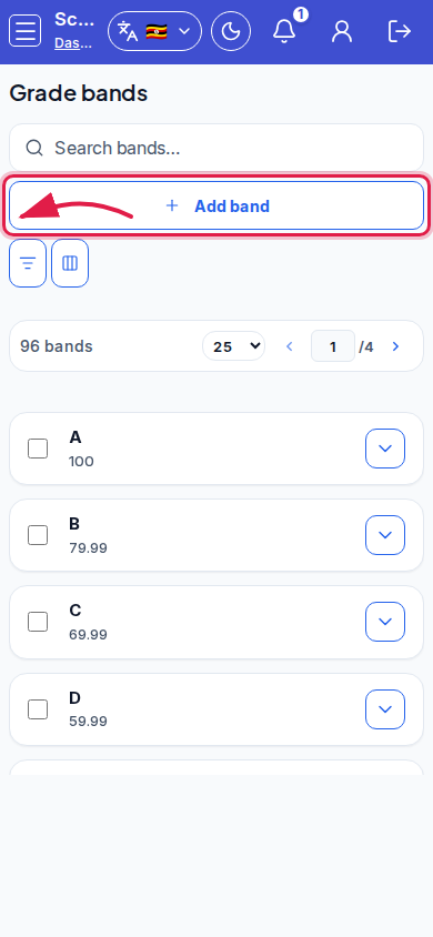 Grade bands step 2 mobile