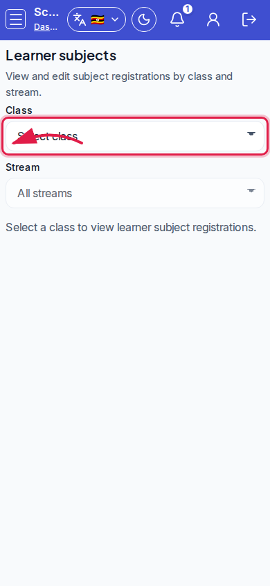 Learner subjects step 2 mobile
