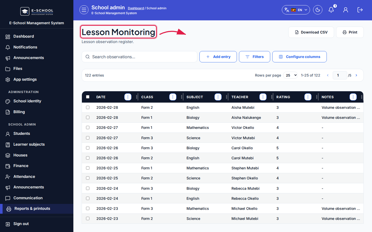 Lesson Monitoring step 1 desktop