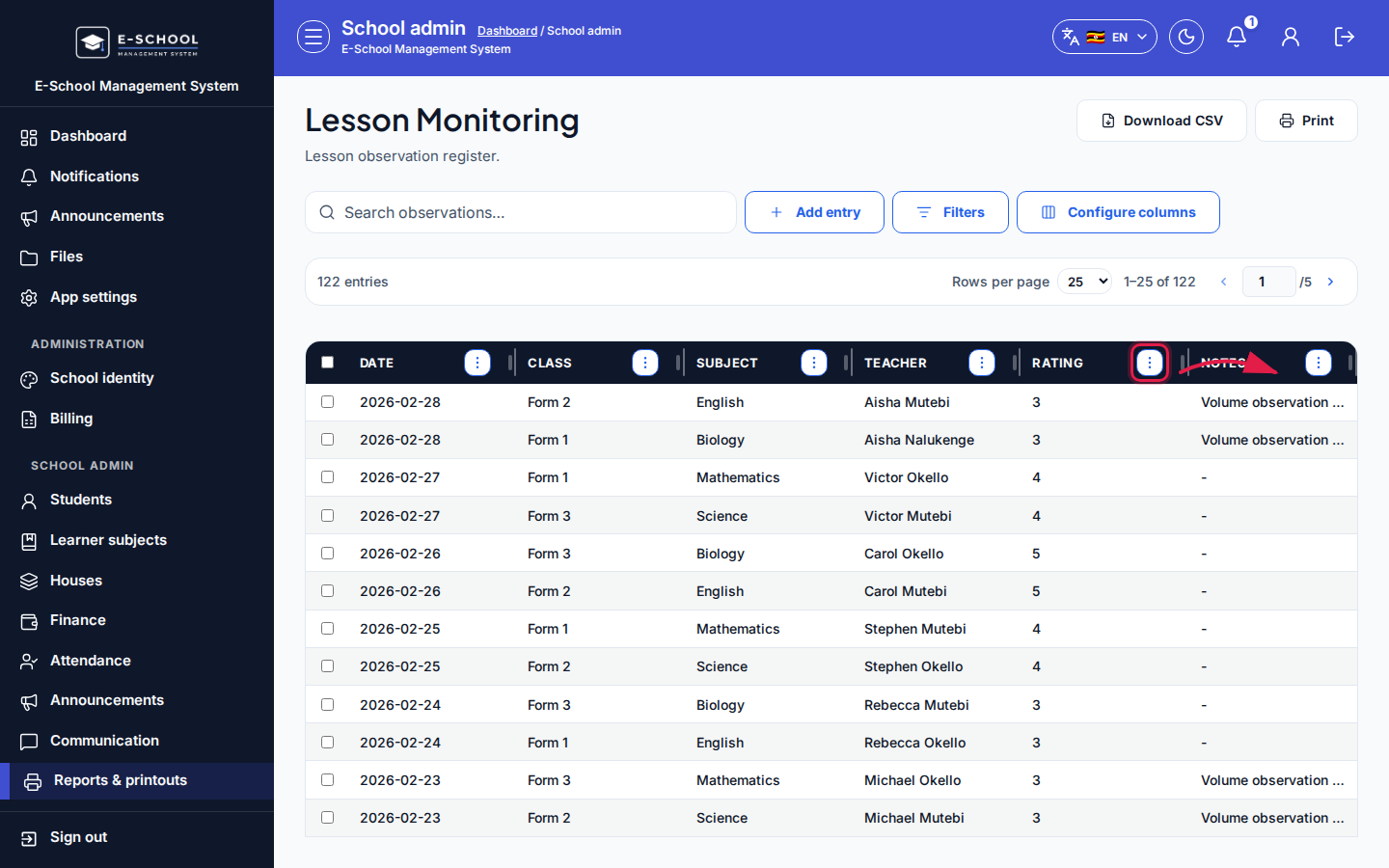 Lesson Monitoring step 3 desktop