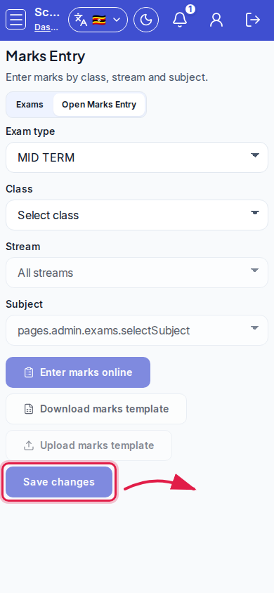 Marks Entry step 4 mobile
