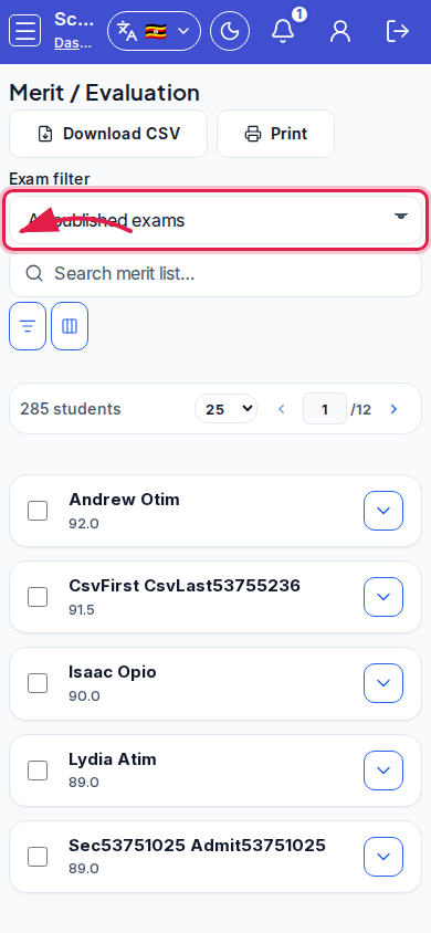 Merit / Evaluation step 2 mobile