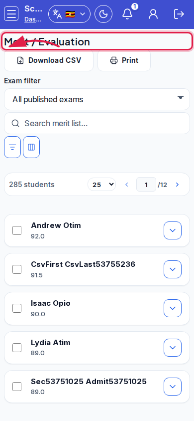 Merit / Evaluation step 4 mobile