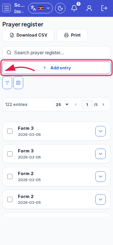Prayer Register step 2 mobile