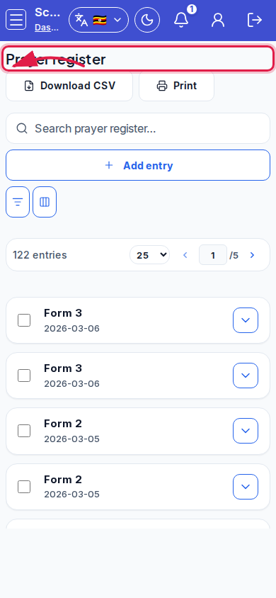 Prayer Register step 3 mobile