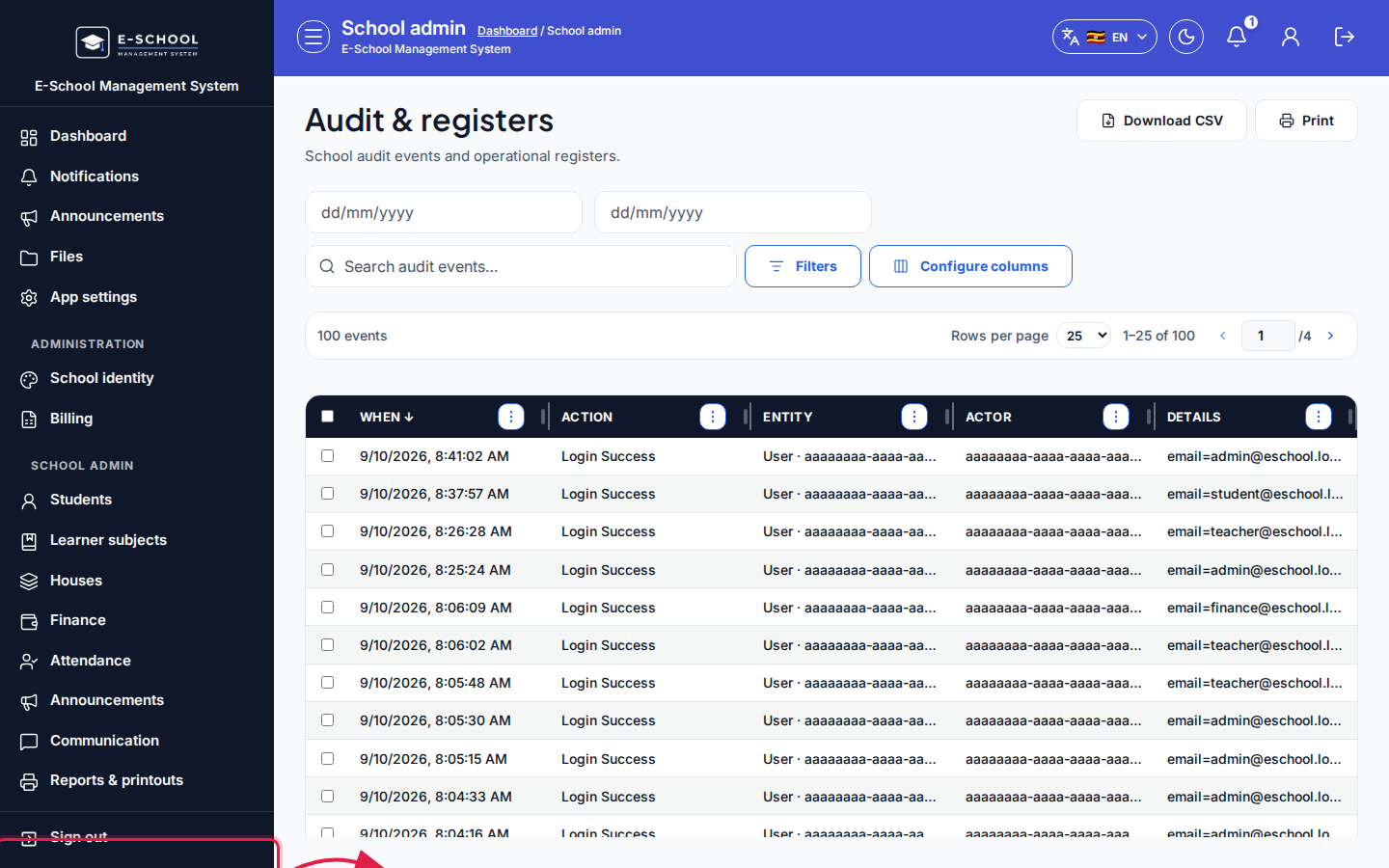 Audit &amp; registers step 1 desktop