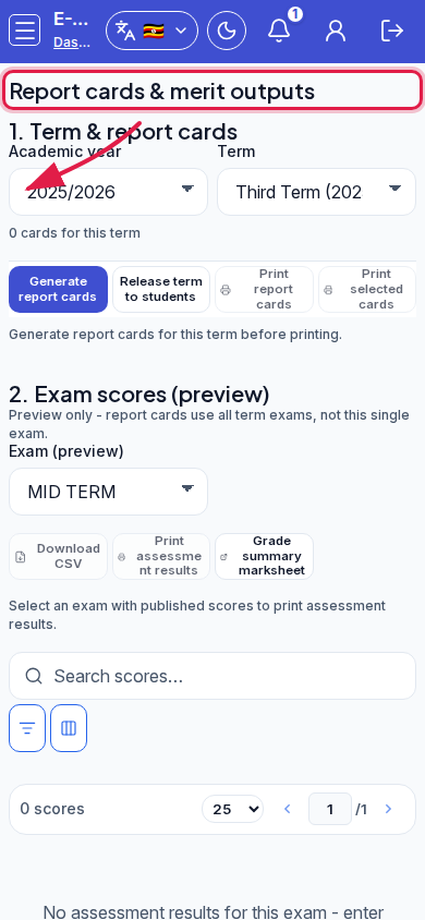 Report cards IF 1 mobile