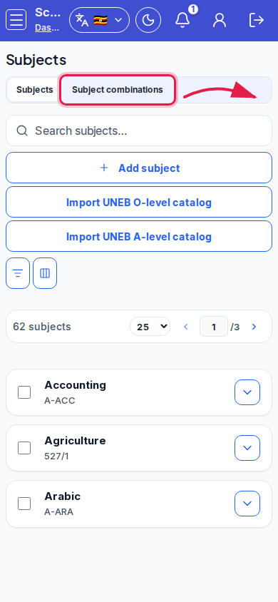 Subjects step 4 mobile