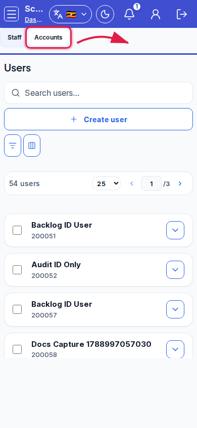 Users step 2 mobile
