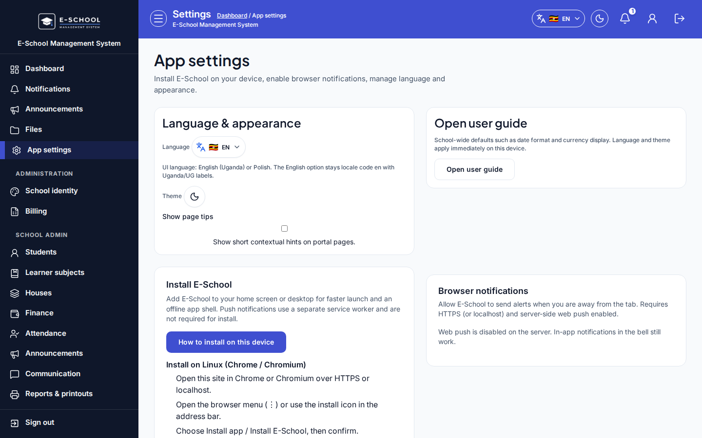 Login related app settings
