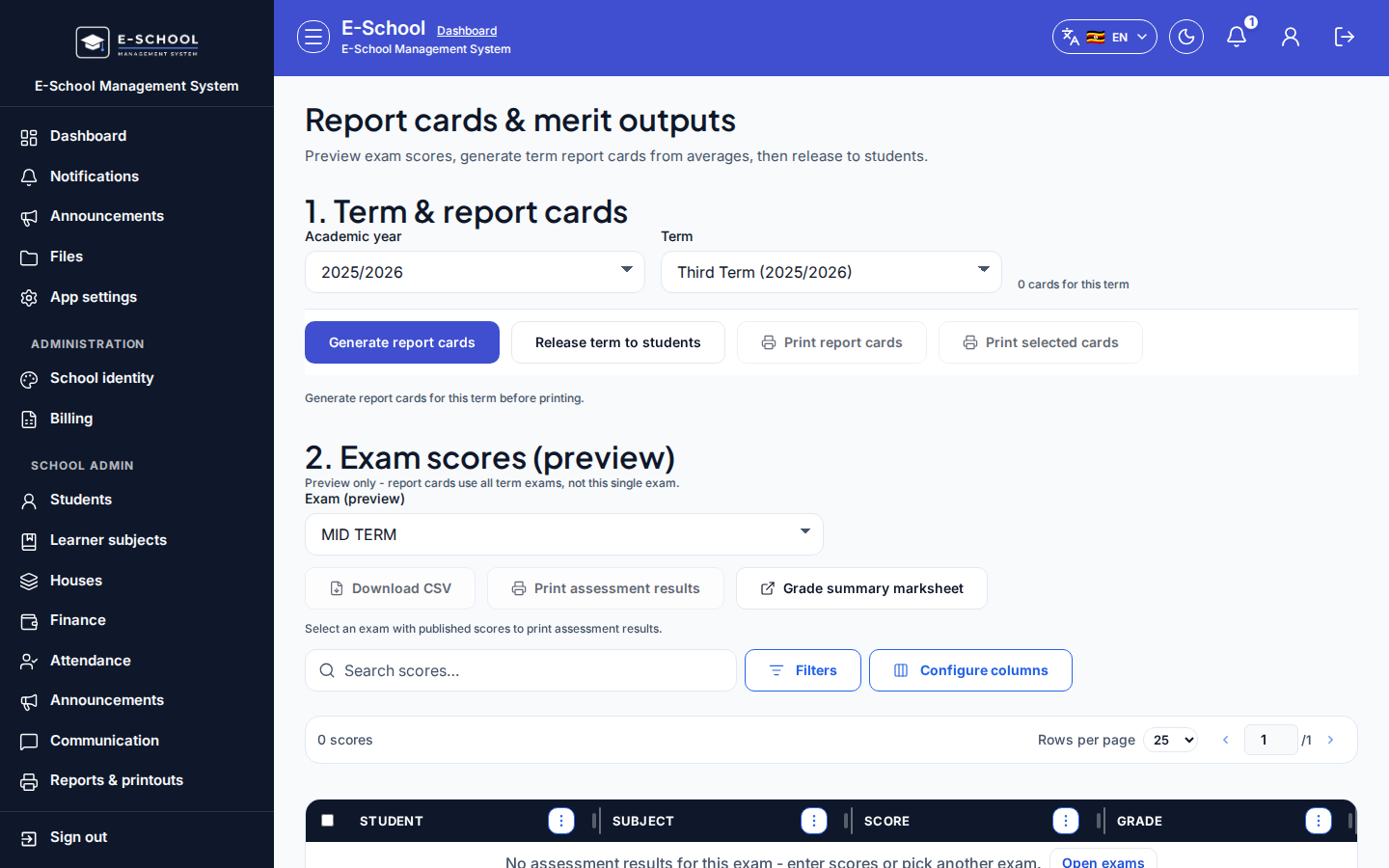 Print selected report cards desktop