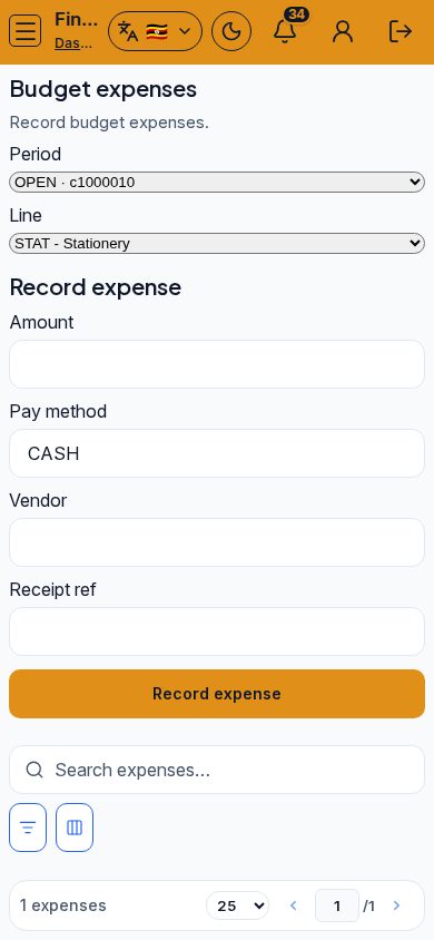 Budget expenses mobile