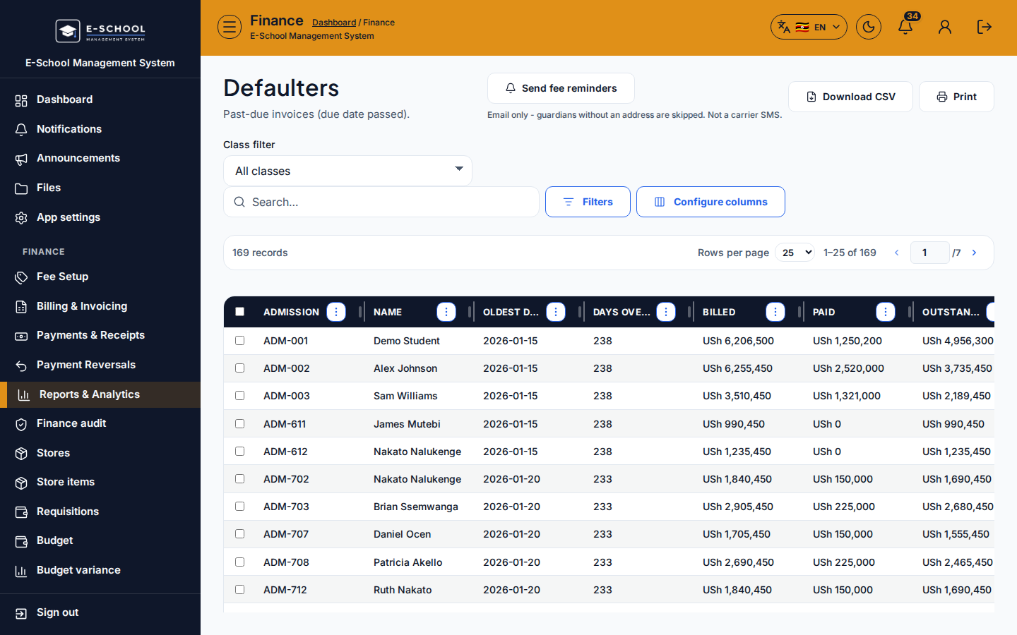 Defaulters desktop