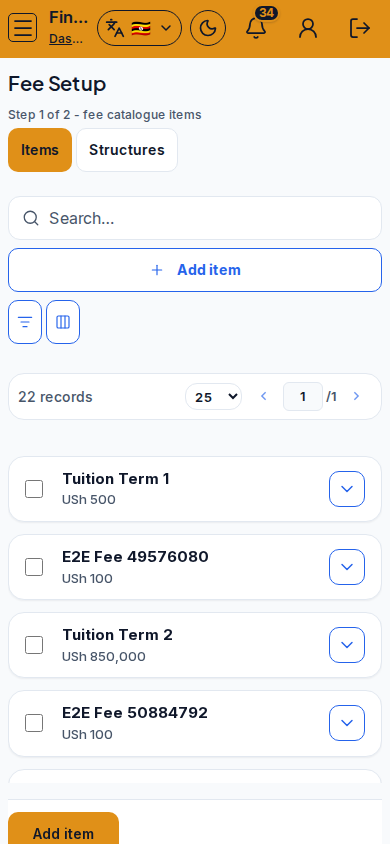 Fee Setup mobile