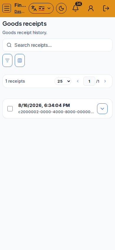 Goods receipts mobile