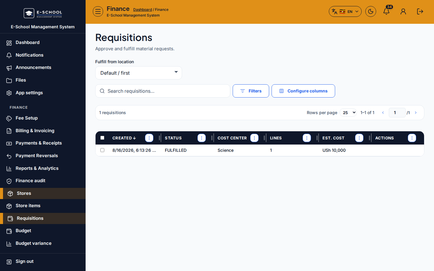 Requisitions desktop