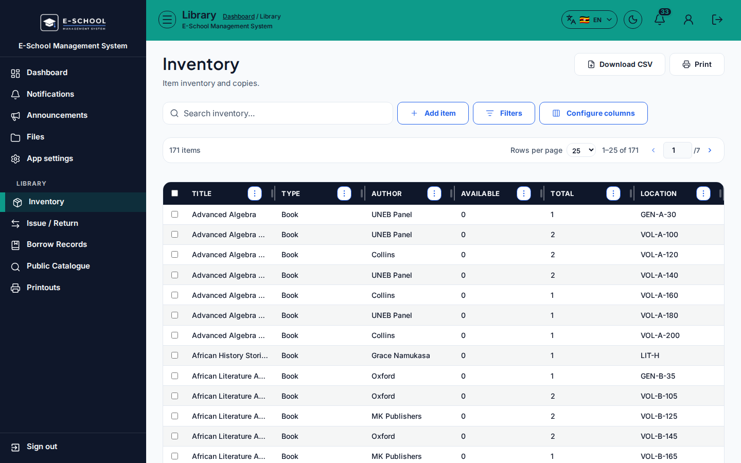 Inventory desktop
