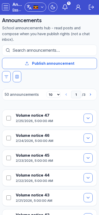 Announcements mobile