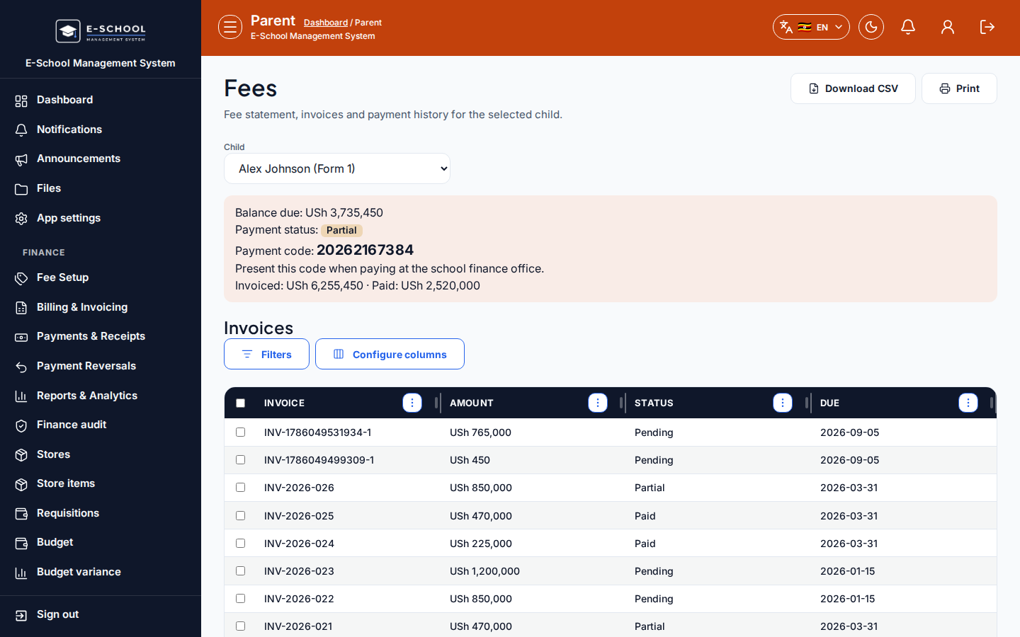 Fees desktop