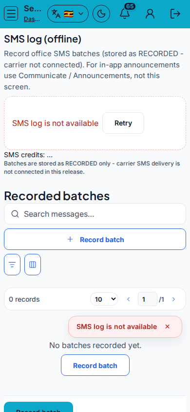 SMS log (offline) mobile