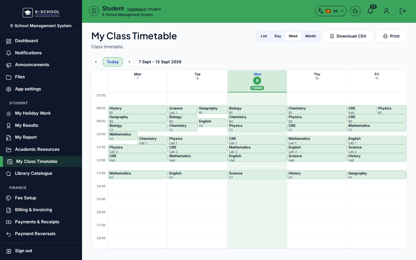 My Class Timetable desktop