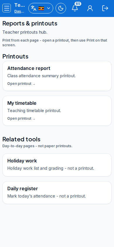 Reports & printouts mobile