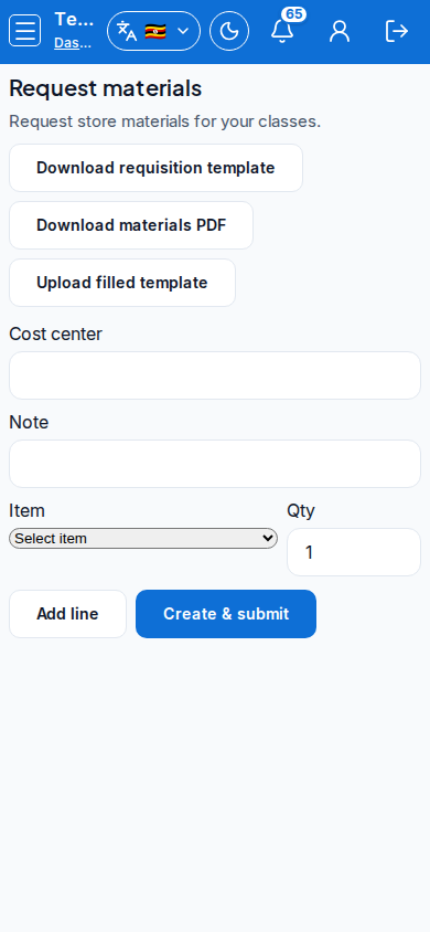 Request materials mobile