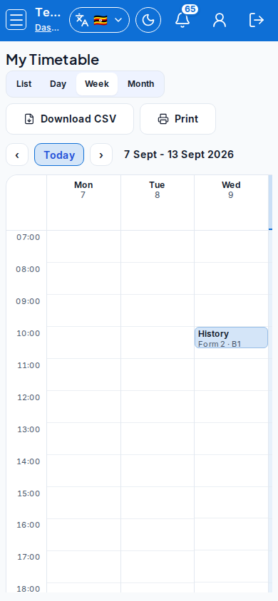 My Timetable mobile