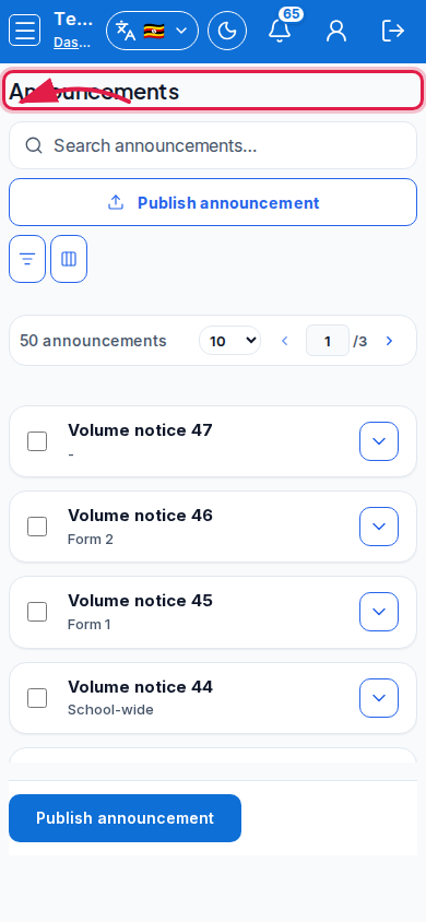 Announcements step 4 mobile