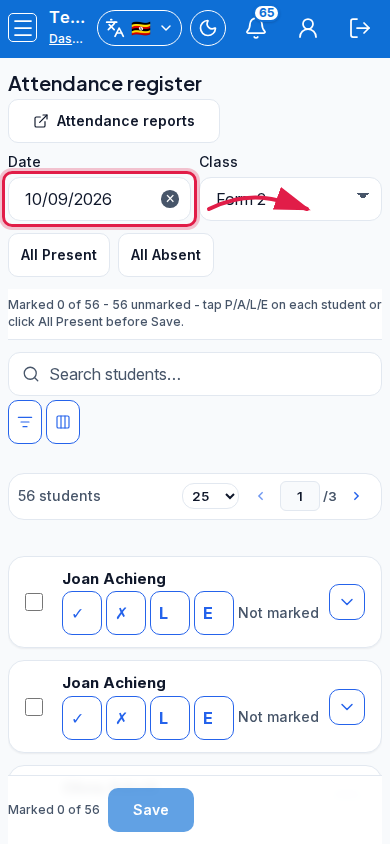 Attendance Register step 2 mobile