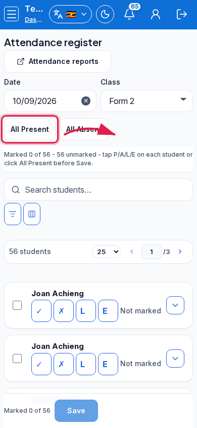 Attendance Register step 3 mobile