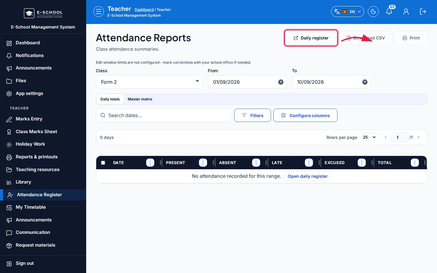 Attendance Reports step 4 desktop
