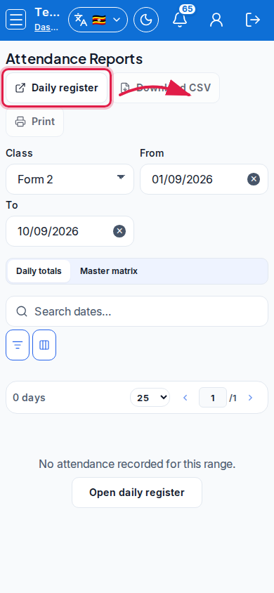 Attendance Reports step 4 mobile