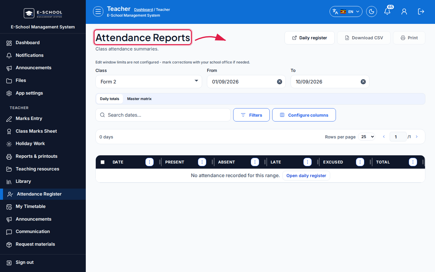 Attendance Reports step 5 desktop