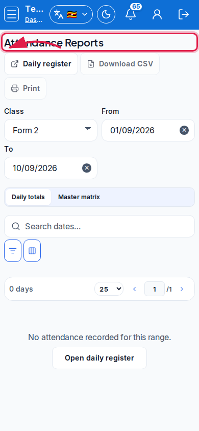 Attendance Reports step 5 mobile