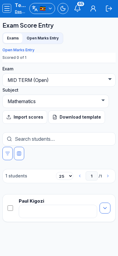 Exam Score Entry step 4 mobile