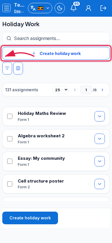 Holiday Work step 1 mobile