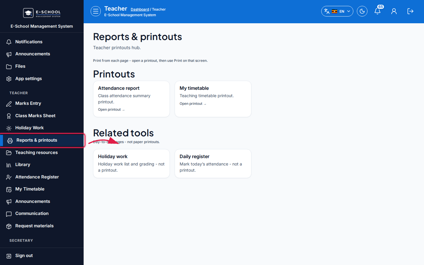 Reports &amp; printouts step 1 desktop